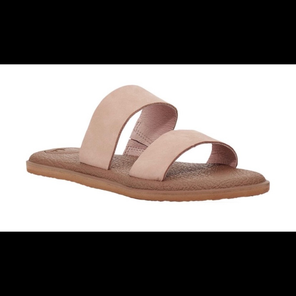 Sanuk Gora Leather Slides Rose Smoke 8